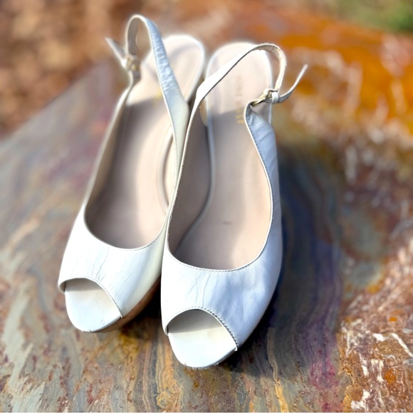 Nine West cork platform white slingback heels - Picture 1 of 6